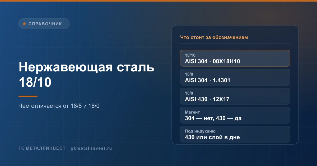 Нержавеющая сталь 18/10, 18/8 и 18/0: состав, марки AISI 304 и 430, маркировка на посуде