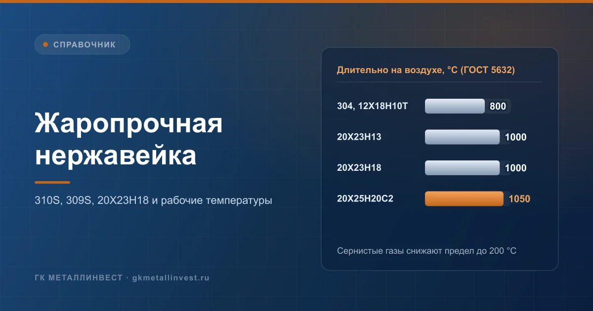 Жаропрочная нержавейка 310S, 309S, 20Х23Н18 и сталь для дымохода